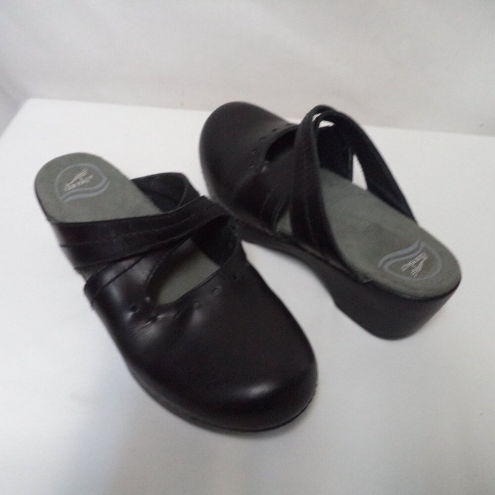Dansko Black Leather Strap Mules - Picture 11 of 12